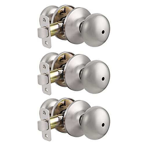 Probrico DL5766SNBK-3@#PACK Mushroom Privacy Door Lock Set For Bedroom/Bathroom, Stainless Steel Keyless Door Knobs cover
