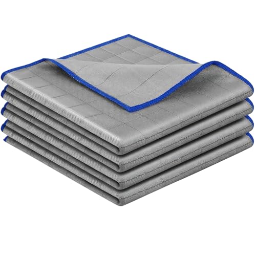 4 Piezas bayeta Microfibra de Carbono, 40x 40 cm Trapos de Limpieza Antigrasa, sin Pelusa, Reutilizable, Balletas para Cristales Sin Rayas, Trapos para Ventanas Vidrios Baño Espejo Cocina Coche