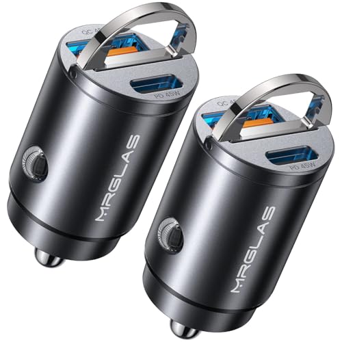 MRGLAS 2-Pack 90W USB C Car Charger,[Super Mini Metal] Car Charger Fast Charging, PD+QC3.0 Type C Car Cigarette Lighter USB RV Power Adapter Compatible iPhone 17 16 15 Pro Max iPad Samsung S26 25