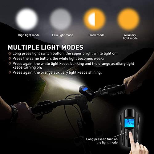 Kit de luces de bicicleta XMING para ciclismo urbano nocturno con velocímetro 4