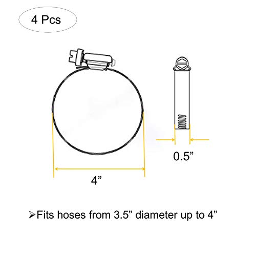 Eesteck 84-108 4 Inch (Diameter) Adjustable 304 Stainless Steel Duct Clamps Hose Clamp Pipe Clamp Air Ducting Clamp Worm Drive Hose Clamps (4Pcs thumb #3
