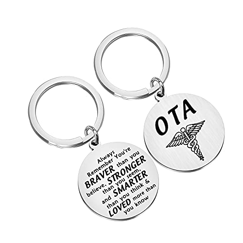 BNQL Llavero de asistente de terapia ocupacional OTA regalos llavero OTA regalos de estudiante regalo inspirador You Are Braver Stronger Smarter Than You Think, L, Acero inoxidable Cover