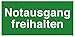 Fluchtweg Notausgang Schild Aufkleber"Notausgang freihalten" ISO 7010 279x148mm made by MBS-SIGNS in Germany