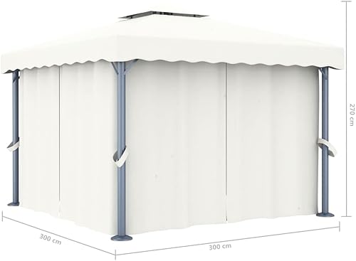 Miniatura 6 de carpas para patio, kiosco, carpa con cortina de 9.8 x 9.8 pies, aluminio blanco crema, adecuado para exteriores, jardín, camping