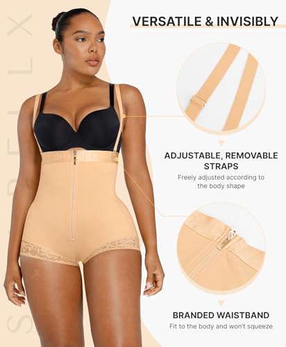 Image of SHAPELLX Fajas Colombianas Shapewear for Women Tummy Control Postpartum Body Shaper Butt Lifting Open Bust Bodysuit