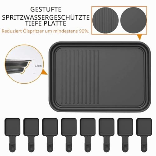 Raclette 8 Personen, Raclette Grill 4 6 Personen mit 8 Pfännchen, 1500W – Bild 3