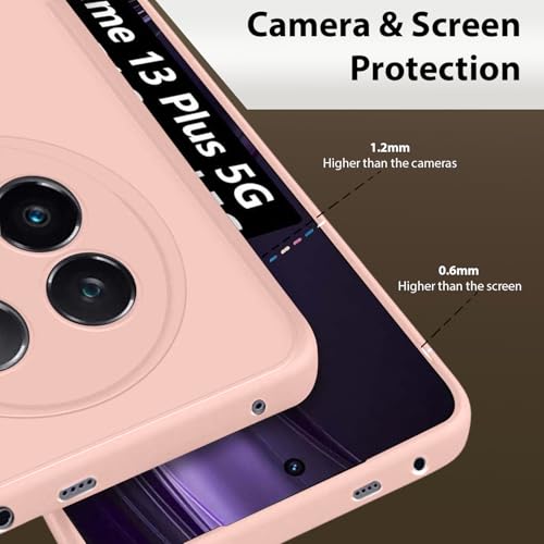 Image of LIRAMARK Silicone Soft Back Cover Case for Realme 13 Plus 5G / Realme P1 Speed 5G (Pink)