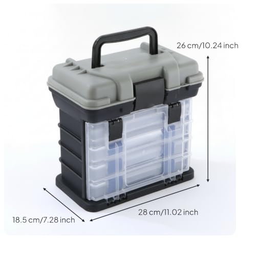 Contenedor Vaveren para Pesca Caja Organizadora de Accesorios con Tapa Rígida y Cierre Frontal Multicompartimentos Transparente Adecuado para Barco, Pesca y Almacenaje en Garaje, Negro miniatura 5