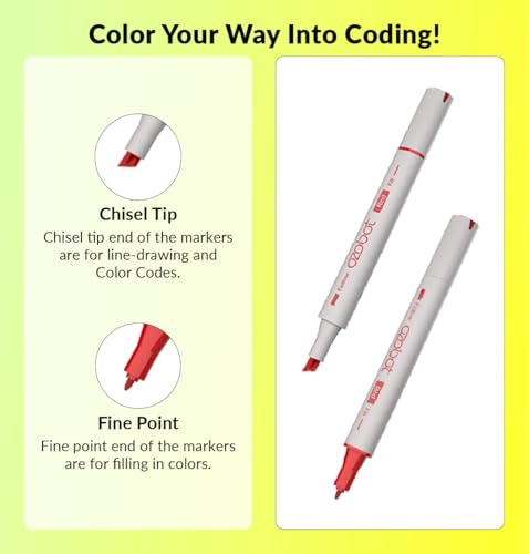 Image of Ozobot Color Coding Markers, Color Variety for Creative STEM Education, Classroom & Home, Enhances Problem Solving & Critical Thinking Skills, Suitable for Ages 6+, Dual-Sided, 5 Pack