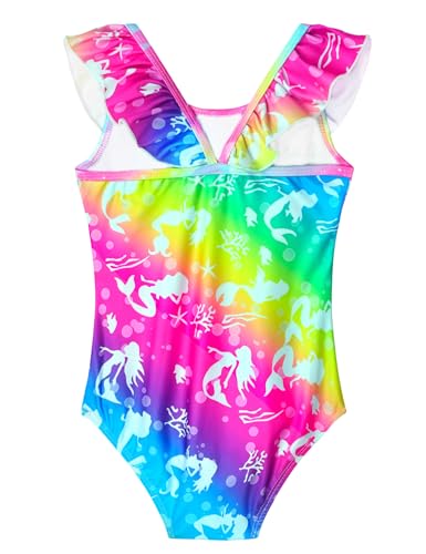 Image of Snowheart Girls Swimsuit One Piece Bathing Suit Kids Quick Dry Shoudler Ruffle Floral Swimwear for 3-12 Years Old