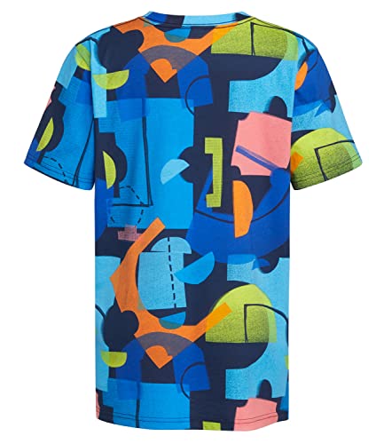 adidas Boys' Short Sleeve Cotton Jersey Logo T-Shirt Tee (Large, DNA Navy with Multicolor)2