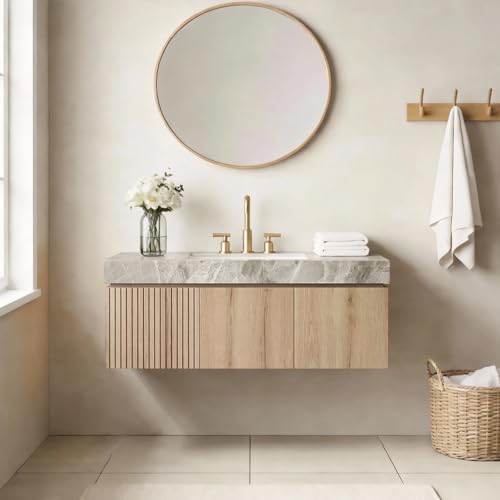 AmbroVania 48" Light Oak Floating Vanity