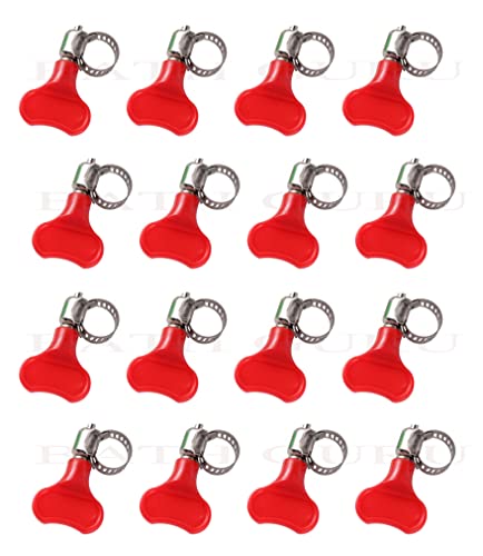 Image of BATH GURU Stainless Steel Hand Adjustable Worm Gear Key Type Hose Clamps 1.5 Inch Gas Water Tap Garden Pipe Clamp Clips for Plumbing Mechanical & Multi Uses (Pack Of 16, 1.5 Inch)