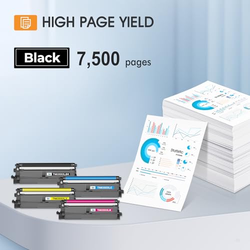 Image of TN635XXL Toner Cartridge Set TN-635XXL Compatible Replacement for Brother TN635XXL TN 635XXL TN635XXLBK for HL-L8430CDW HL-L8430CDWT HL-L8570CDW MFC-L8930CDW MFC-L8970CDW MFC-EX575 Ink Printer 4 Pack
