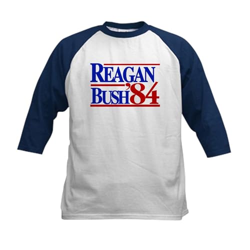 CafePress Reagan Bush 1984 Kids Baseball Jersey Kids Cotton Baseball Jersey, 3/4 Raglan Sleeve Shirt Navy/White