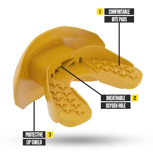 Nxtrnd One Football Mouth Guard, Strap Included, Fits Adult & Youth (Gold)