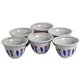 Alibabashop - Arabische Mokkatassen im 6er Set mit äthiopischer Malerei in blau - Mokkatasse orientalisch Design 40 ml