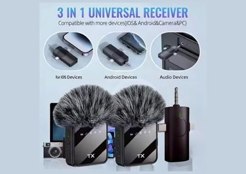 Image of Wireless Microphone, Mini Portable Recording Clip Mic with Receiver for All Type-C, Micro U Mobile Phones Camera Laptop for Vlogging YouTube Online Class, Zoom Call (F11)