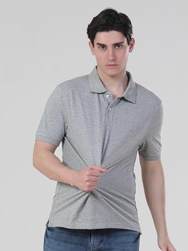 Image of TURMS Men's Casual Solid Polo T-Shirt, Odor Control, Stretchable & Breathable, Cotton Blend Fabric, Collared Neck, Half Sleeve