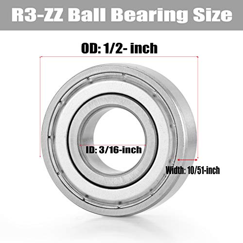 R3-Zz Bearing 3/16"X1/2"X10/51" Miniature Ball Bearing Double Metal R3Zz Radial Ball Bearing (10 Pack) #TOP2