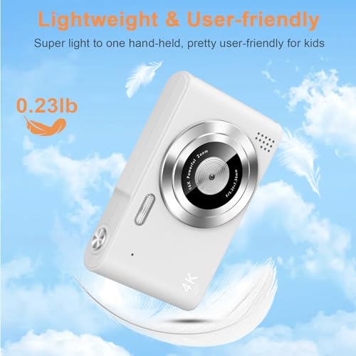 Image of Digital Camera, Camera for Kids, UHD 4K 48MP Point and Shoot Digital Cameras with 64GB SD Card and 16X Digital Zoom Anti Shake, Compact Portable Small Gift for Boys Girls Students