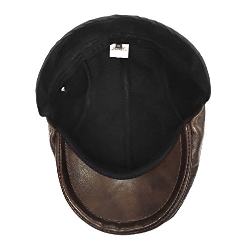 Lethmik Flat Cabbie Cap Genuine Leather Vintage Newsboy Ivy Hat Hunting, Coffee #TOP5