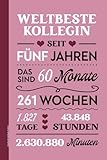 Geschenk Jubiläum 5 Jahre: Notizbuch mit Spruch WELTBESTE KOLLEGIN SEIT FÜNF JAHREN lustige Geschenkidee für Kolleginnen im Büro und Firma praktisches Notizheft A5 liniert für beste Frau im Team