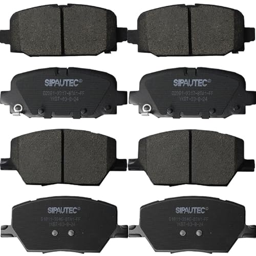 SIPAUTEC-Front & Rear Carbon Fiber Ceramic Brake Pads Compatible with Jeep Compass 2022 2021 2020 2019 2018 | OEM Fitment | Low Noise | Dust Free | 8 Brake Pads