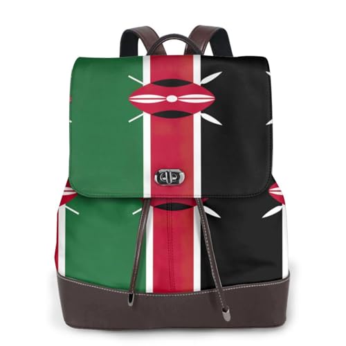 Sac à dos en cuir femme imprimé Kenya sac à dos de voyage chic noir One Size