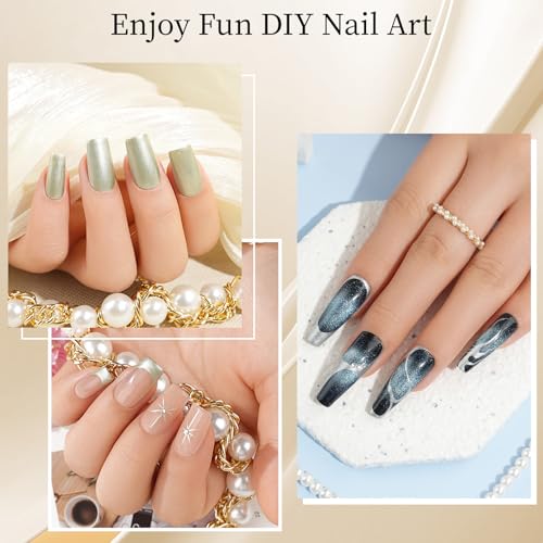 eodci 2pcs Metallic Gel Liner Nail Art Silver Bronze Gold Mirror Chrome 3D Effect Nail Polish 8ml Build in Thin Brush Metal Painted Drawing Stripper Gel Polish Curing Requires for Home Salon - Thumbnail 5