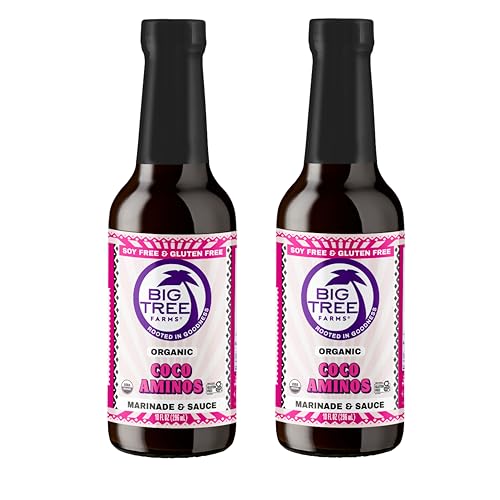 Big Tree Farms Organic Coco Aminos - Liquid Coconut Aminos, Soy-Free Sauce, Low Sodium, Soy Alternative, Gluten Free, Kosher, Warmly Umami, Marinade & Sauce, Non-GMO - Original, 10 Fl Oz (Pack of 2)