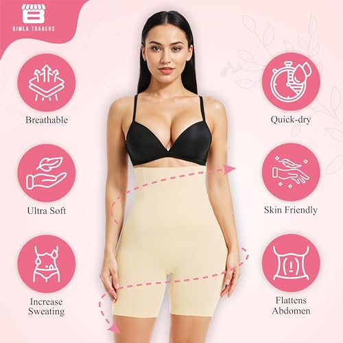 Image of Btag High Waist Tummy Control Shapewear Shorts | Tummy Tucker| Seamless Body Shaper | Shorts Under Dress | Comfortable | Breathable | Free Size 35 to 75 KG