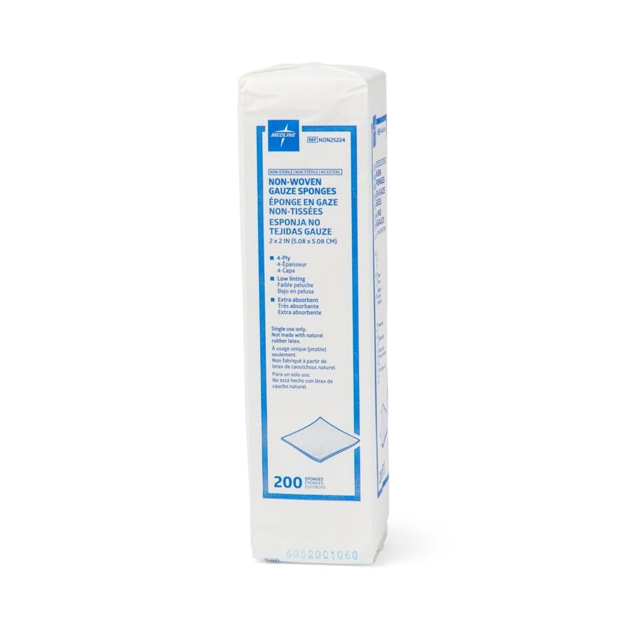 Medline NON25224B Gasa, Esponja, Avant, 2" x 2", 4 capas, Ns, Lf, Db (Paquete de 8000) miniatura 3