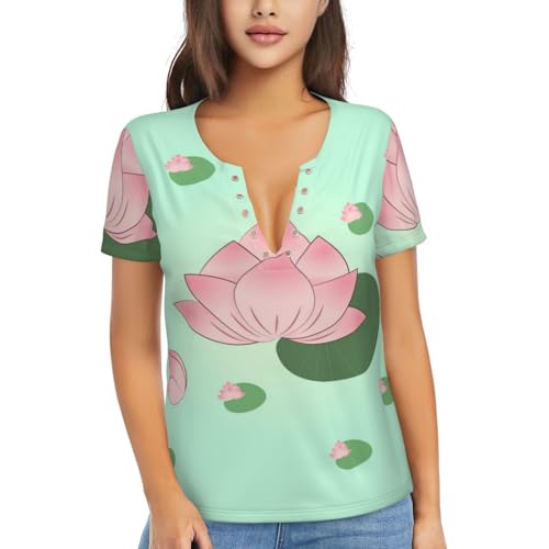 T-shirt col en V profond Lotus Flowers maison et running