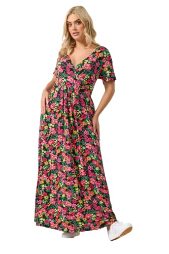 Image of Yours Curve & Pink Floral Print Wrap Dress - Women's - Plus Size Curve