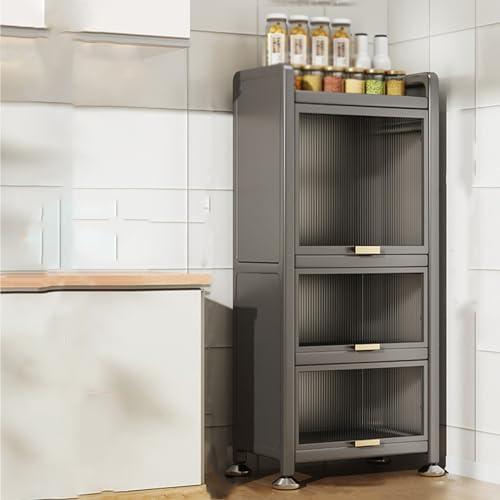 Dispensa Cucina Mobile Alto Moderno Mobile Cucina Dispensa 40 cm Scaffale da Cucina, Supporto per Forno a Microonde, Mobile Cucina Portabottiglie da Terra(4 Tier,50cm)