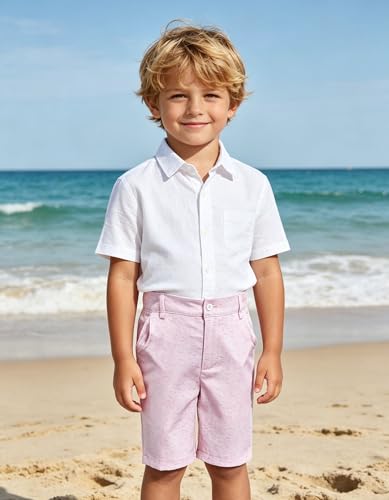 Image of Boy Shorts Kids Stretch School Uniform Clothes Flat Front Dress Casual Shorts with Pockets for Summer