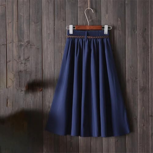 Women Midi Knee Length Skirt Women with Belt High Waist Pleated A-Line School Skirt2