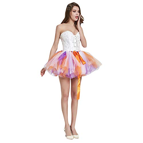 Falda de puerta para mujer, elegante, festiva, plisada, cintura para mujer, tutú, falda corta de alta capa, arco iris, falda de baile multicapa, falda de cosplay hinchada, Rosa., Talla única
