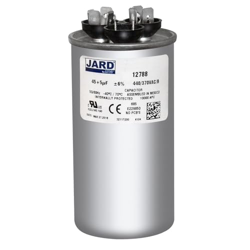 45 + 5 uF x 370 of 440 V AC – Jard # 12788 ronde dubbele loop condensator, wordt afzonderlijk verkocht.