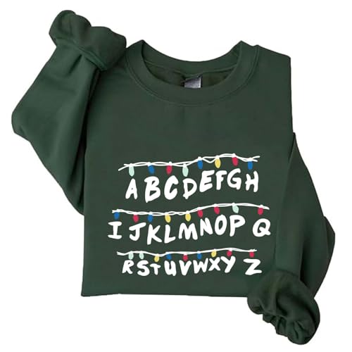 Image of TONGCHEN Alphabet Christmas Lights Graphic Sweatshirt Women