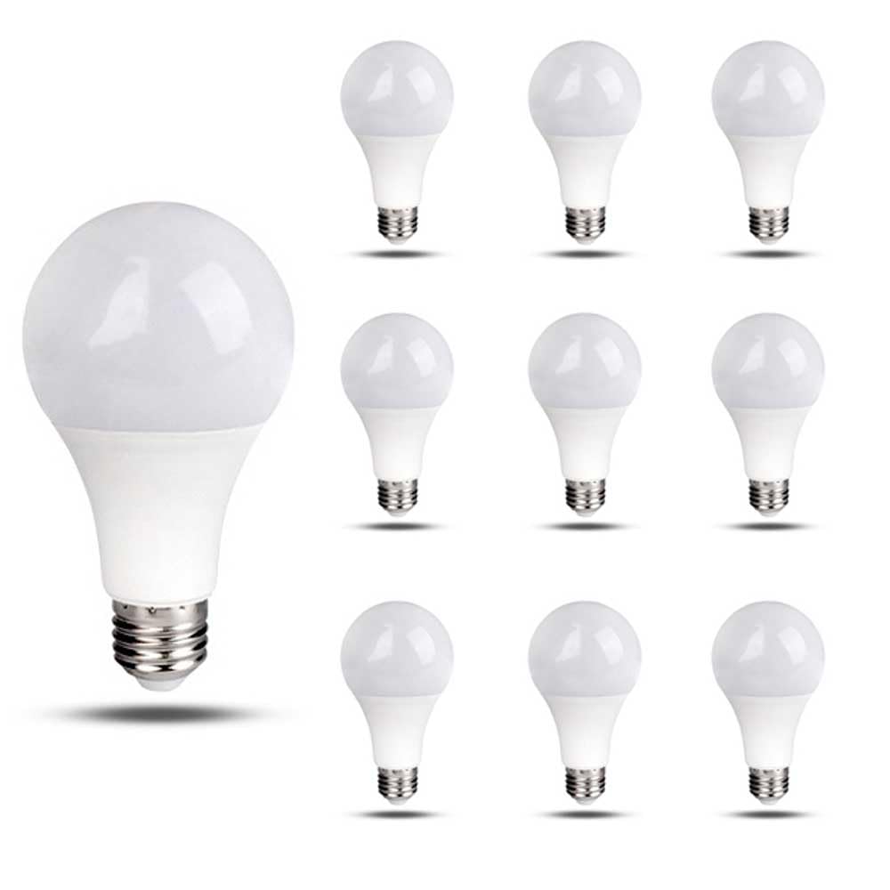 Paquete de 10 Bombillas LED de Aluminio, 18 W, 6500 K, Blanco frío, 1800 lúmenes, no Regulable, ángulo de Haz de 260°, Base estándar E27, eficiencia energética para iluminación de Dormitorio
