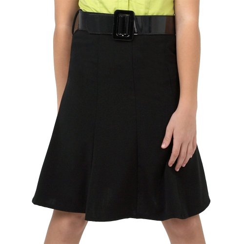 Amy Byer Big Girls' Knee Length, Gored Skirt With Patent Leather Belt,Black,8 #TOP14
