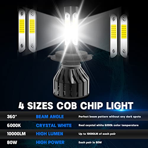 Stonebanks H4/9003 Led Headlight Bulb Hi/Lo Beam, 10000Lm 300% Brighter Hb2 6000K Cool White Led Headlights Conversion Kit For Car Truck Suv, 2 Pack #TOP1