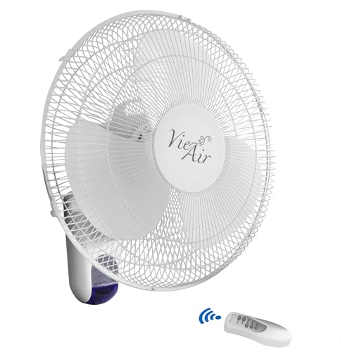 Vie Air 16' Plastic Wall Fan with Remote Control in White