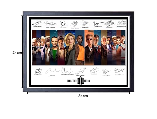 Doctor Who Signed/Autographed Print all Doctors. Dr Who (A4 Framed 34cm x 24cm), Multi-colour, 34L x 24W cm - Image 2