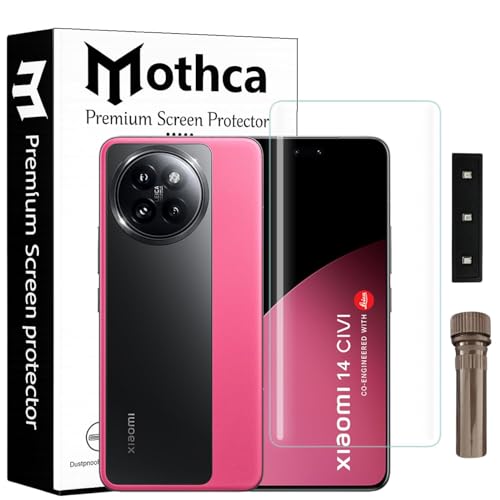 Image of Mothca Curved UV Tempered Glass Screen Protector for Xiaomi 14 Civi 5G | HD Clear | Full Screen Coverage | Pack of 1