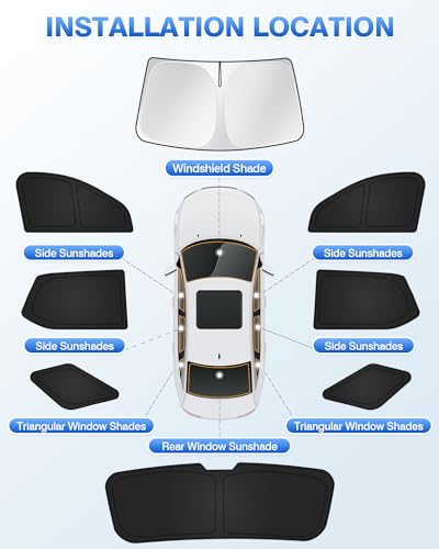 Image of Canvcle Sunshades for Chevrolet /Chevy Traverse 2018-2023 Accessories Windshield Sun Shade Side Rear Window Shade Cover Sun Visor Shield Privacy Protection Keep Vehicle Cool Black 8PCS