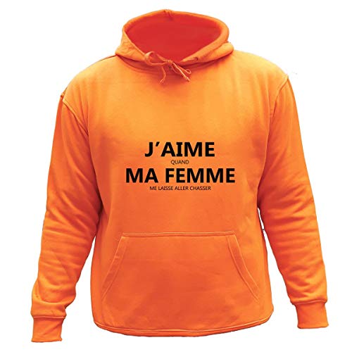 AtooDog Pull Sweat de Chasse, J'aime Quand ma Femme me Laisse Aller Chasser ($SUSSCO170-XL)
