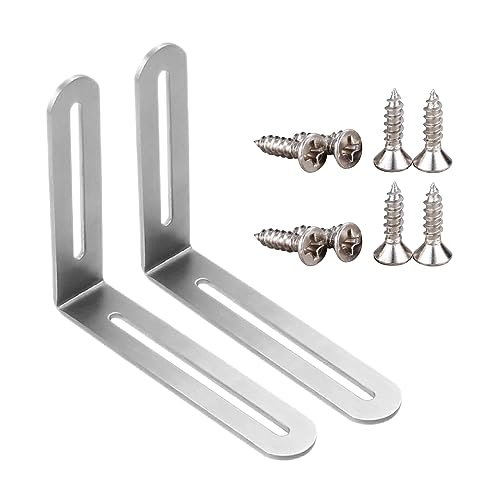 2 Piezas Soporte De Angulo Para De Acero Inoxidable,Soporte De Esquina Soporte En Forma De L De Ángulo Recto De 90 Grados Escuadras De Ángulo Con Tornillos Para Mesa Silla Acabado Cepillado